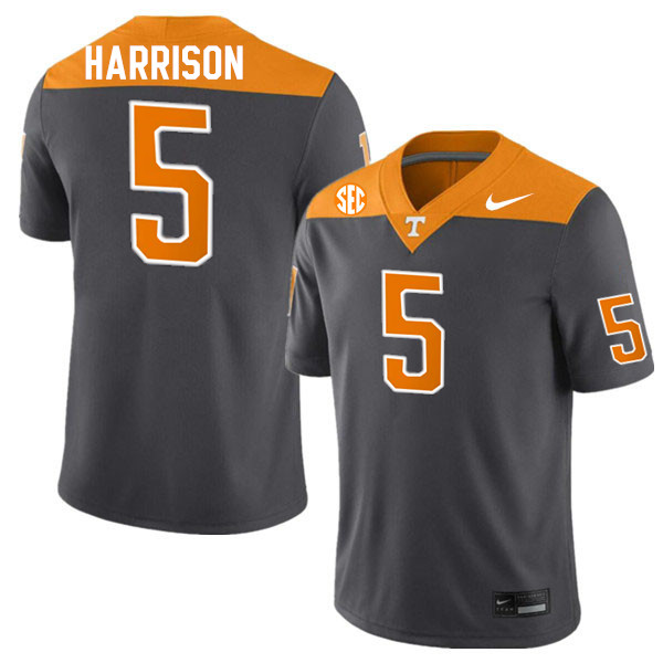 Men #5 Christian Harrison Tennessee Volunteers College Football Jerseys Stitched-Anthracite